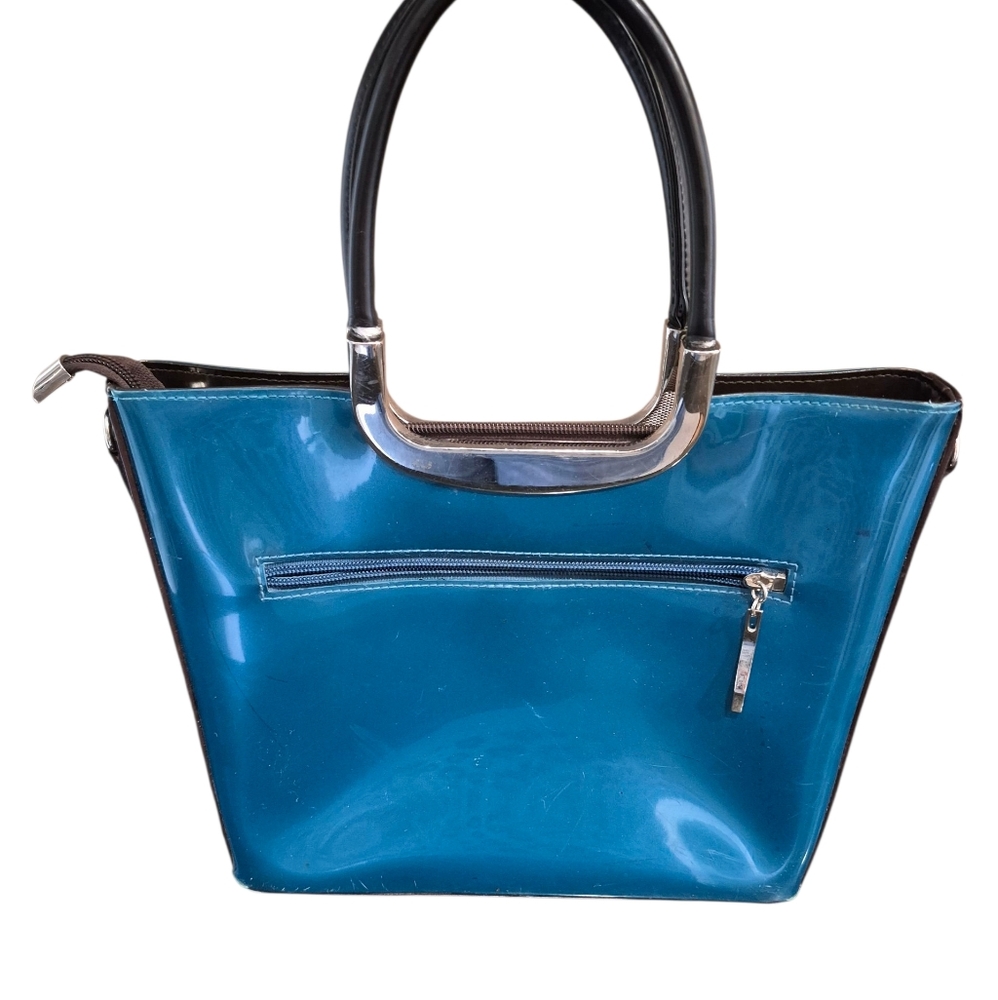 Beijo Teal Tote with Silver Handles - Picture 6 of 6